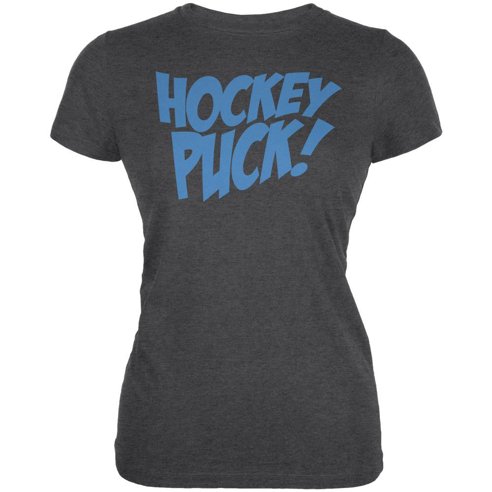 Hockey Puck Funny Juniors Soft T Shirt Juniors T-Shirts Old Glory 2XL Black 