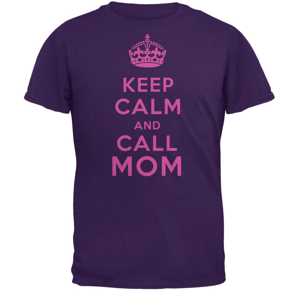 Mother's Day Keep Calm And Call Mom Mens T Shirt Men's T-Shirts Old Glory 2XL Purple 