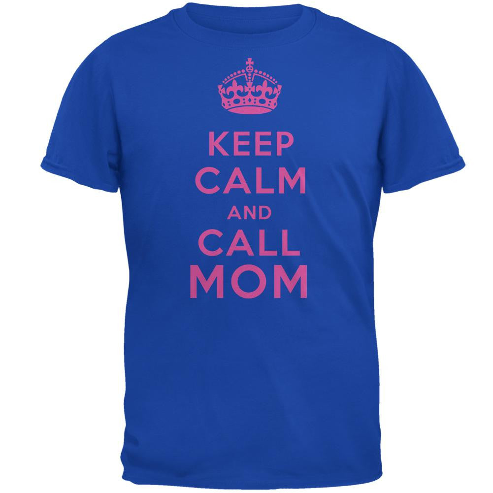 Mother's Day Keep Calm And Call Mom Mens T Shirt Men's T-Shirts Old Glory 2XL Blue 