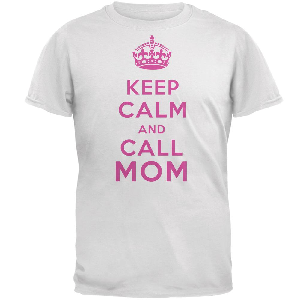 Mother's Day Keep Calm And Call Mom Mens T Shirt Men's T-Shirts Old Glory 2XL White 