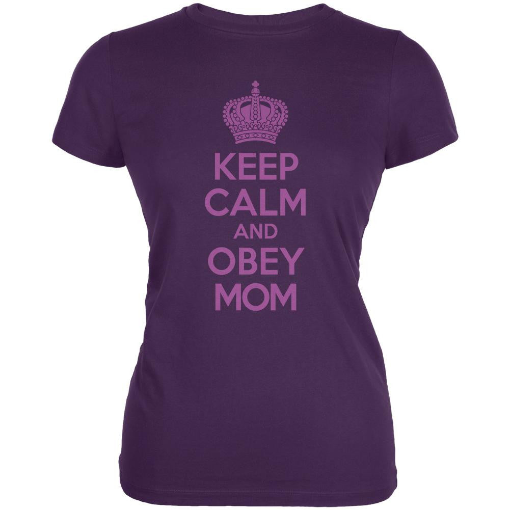 Mother's Day Keep Calm And Obey Mom Juniors Soft T Shirt Juniors T-Shirts Old Glory 2XL Purple 