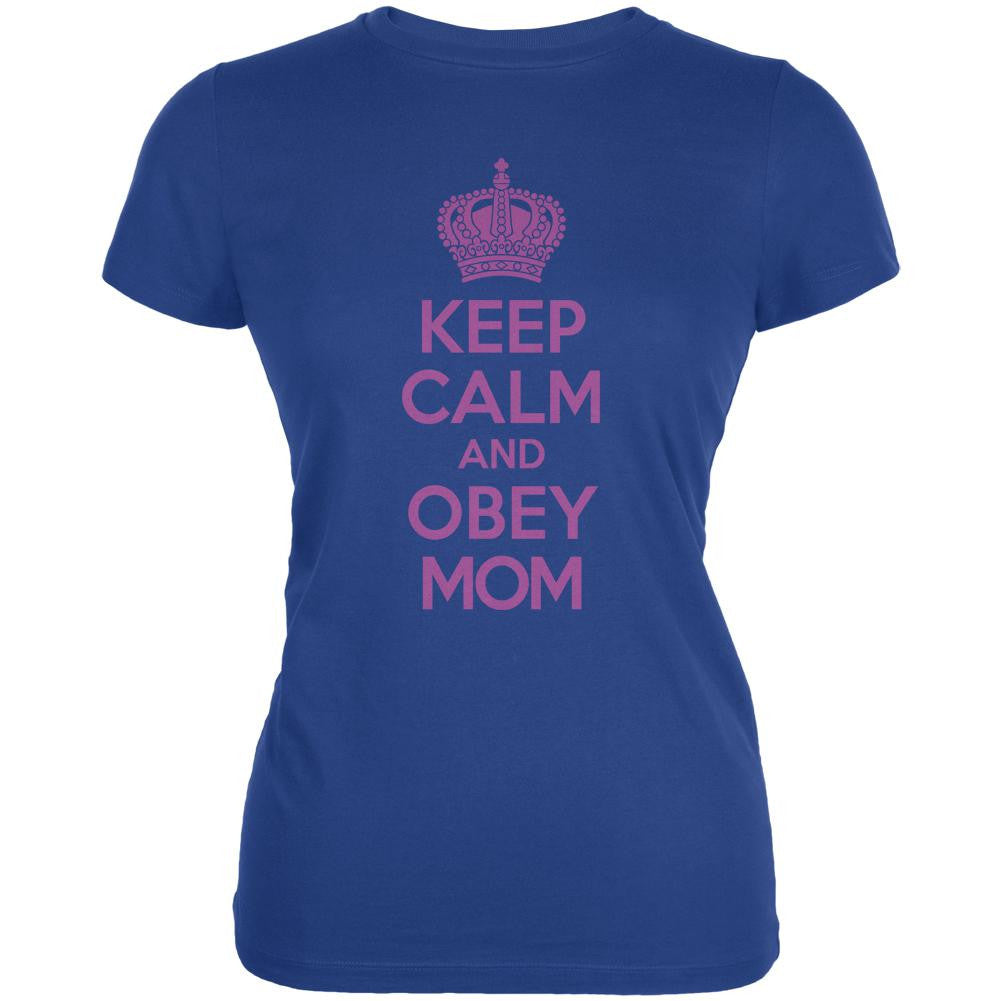 Mother's Day Keep Calm And Obey Mom Juniors Soft T Shirt Juniors T-Shirts Old Glory 2XL Blue 