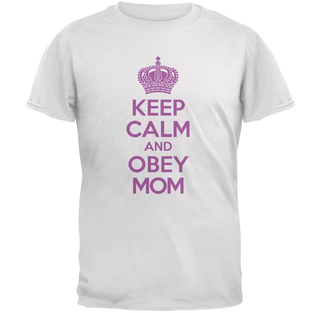 Mother's Day Keep Calm And Obey Mom Mens T Shirt Men's T-Shirts Old Glory 2XL White 