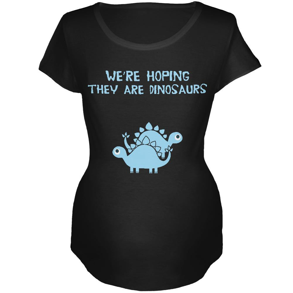 Hoping They Are Dinosaurs Twin Boys Maternity Soft T Shirt Maternity T-Shirts Old Glory 2XL Black 