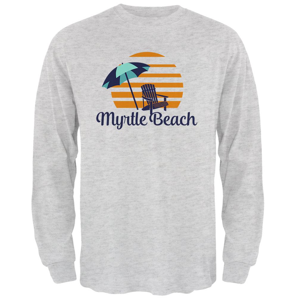 Summer Sun Sunset Myrtle Beach Mens Long Sleeve T Shirt Men's Long Sleeves Old Glory 2XL Light Heather Grey 