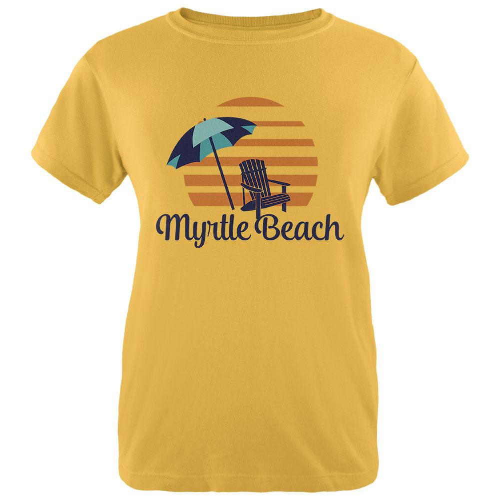 Summer Sun Sunset Myrtle Beach Womens T Shirt Women's T-Shirts Old Glory LG Yellow 