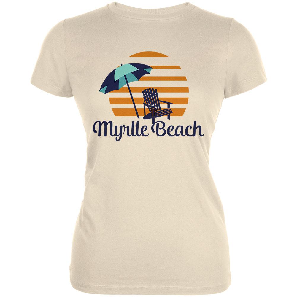 Summer Sun Sunset Myrtle Beach Juniors Soft T Shirt Juniors T-Shirts Old Glory SM Cream 