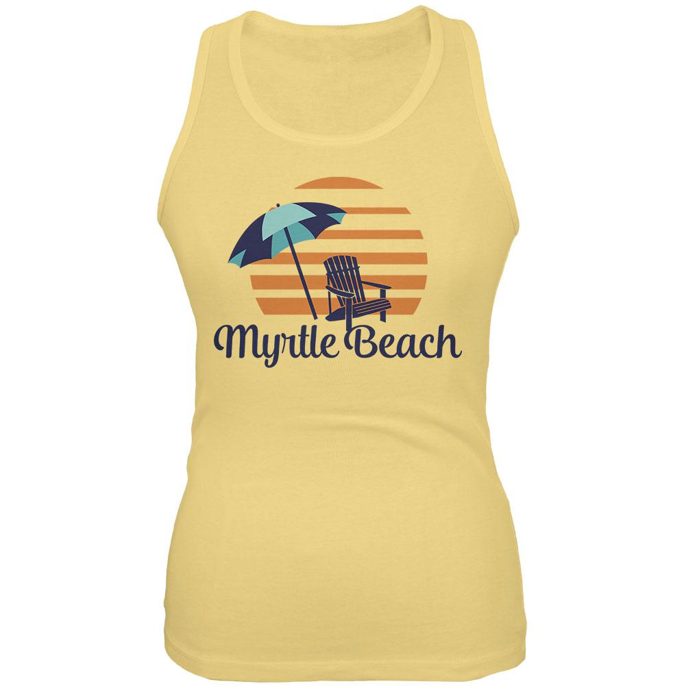 Summer Sun Sunset Myrtle Beach Juniors Soft Tank Top Juniors Tank Tops Old Glory 2XL Yellow 