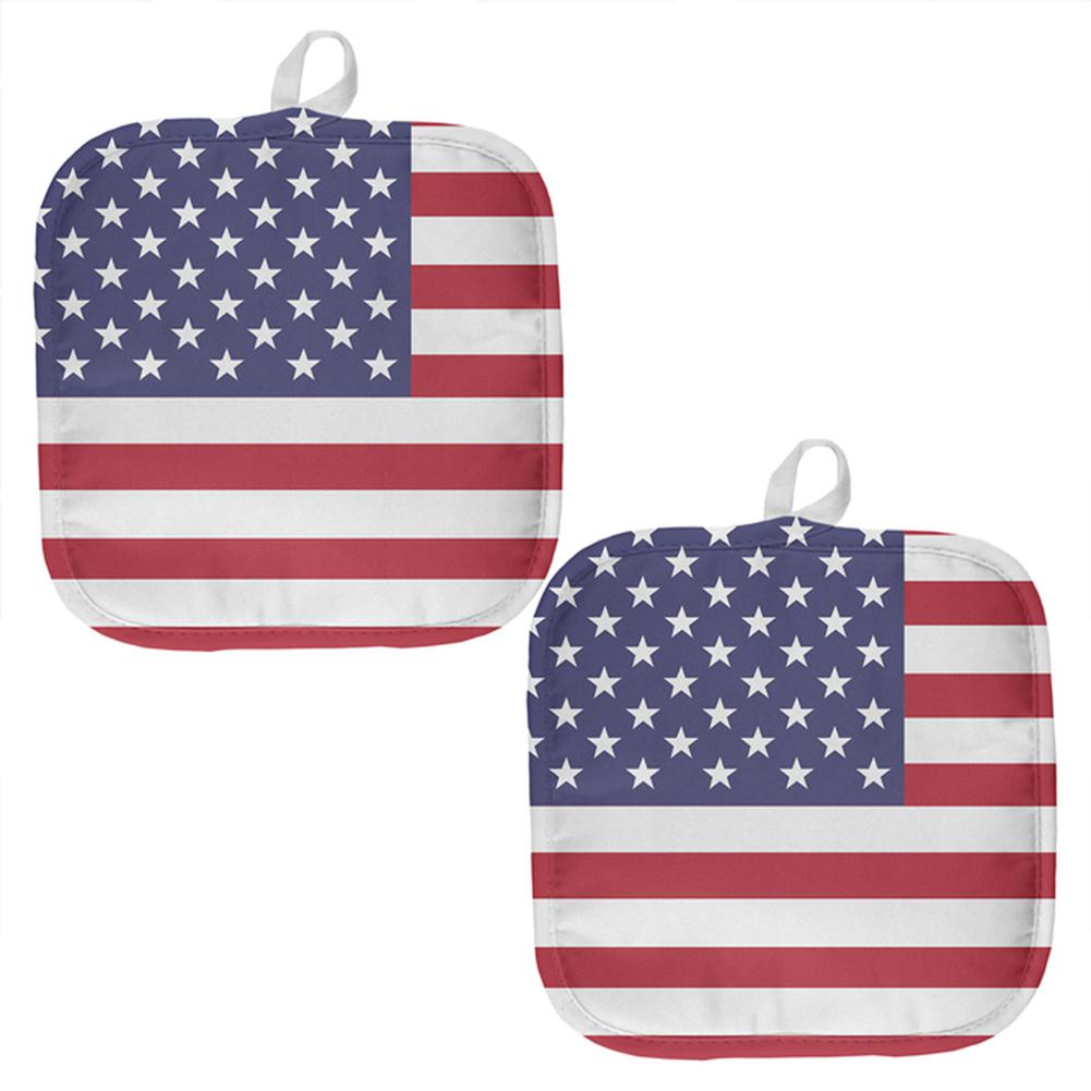 July 4th USA United States Flag All Over Pot Holder (Set of 2) Pot Holders Old Glory OS Multi 