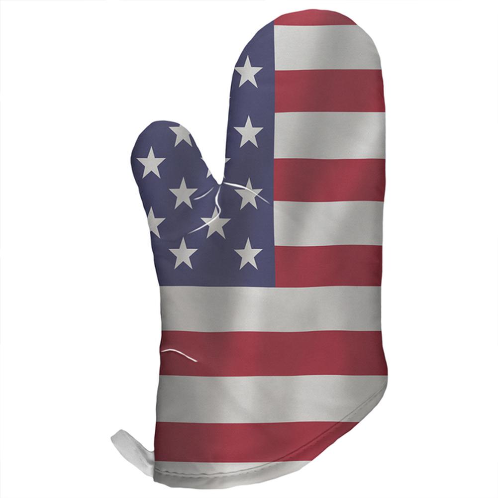 July 4th American Flag Waving All Over Oven Mitt Oven Mitts Old Glory OS Multi 