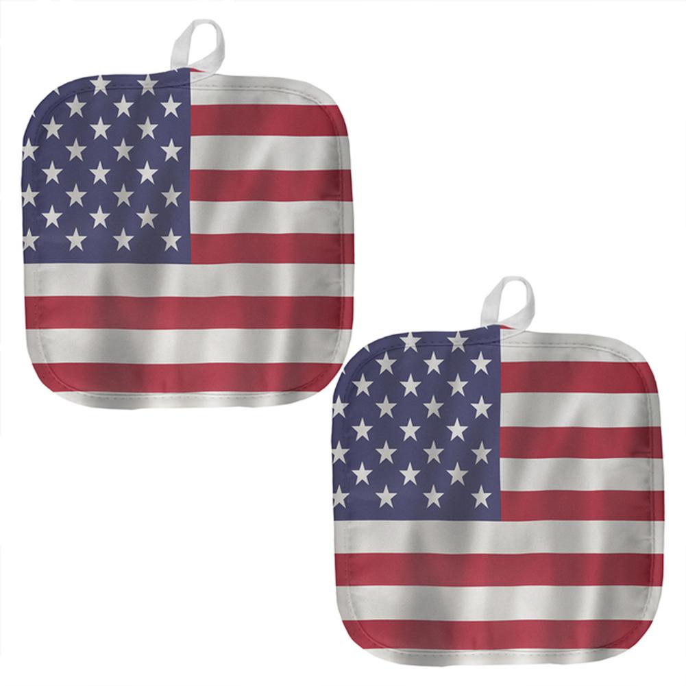 July 4th American Flag Waving All Over Pot Holder (Set of 2) Pot Holders Old Glory OS Multi 