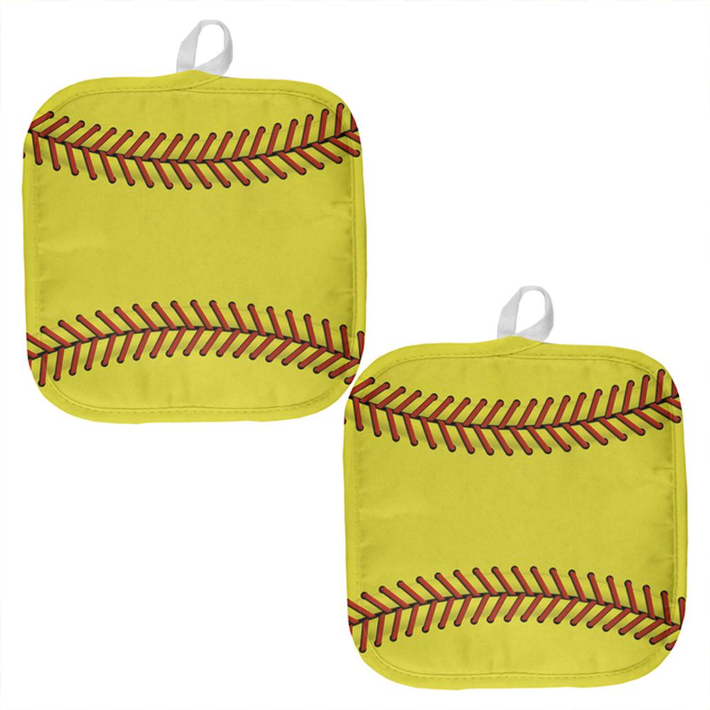 Softball All Over Pot Holder (Set of 2) Pot Holders Old Glory OS Multi 