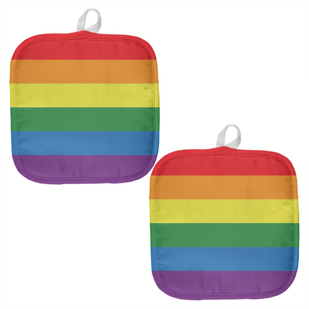 Rainbow Gay Pride Flag All Over Pot Holder (Set of 2) Pot Holders Old Glory OS Multi 