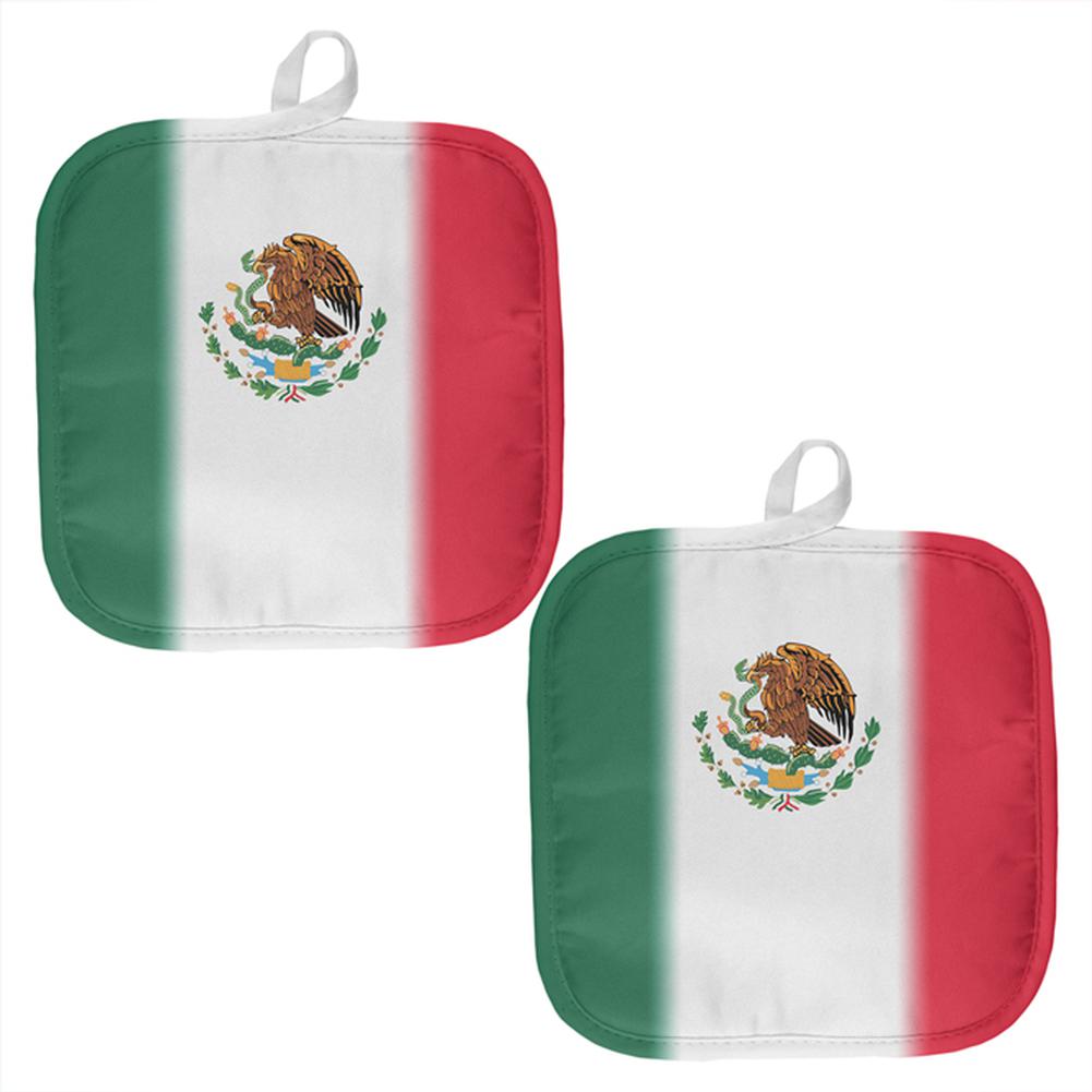 Cinco De Mayo Mexican Flag All Over Pot Holder (Set of 2) Pot Holders Old Glory OS Multi 