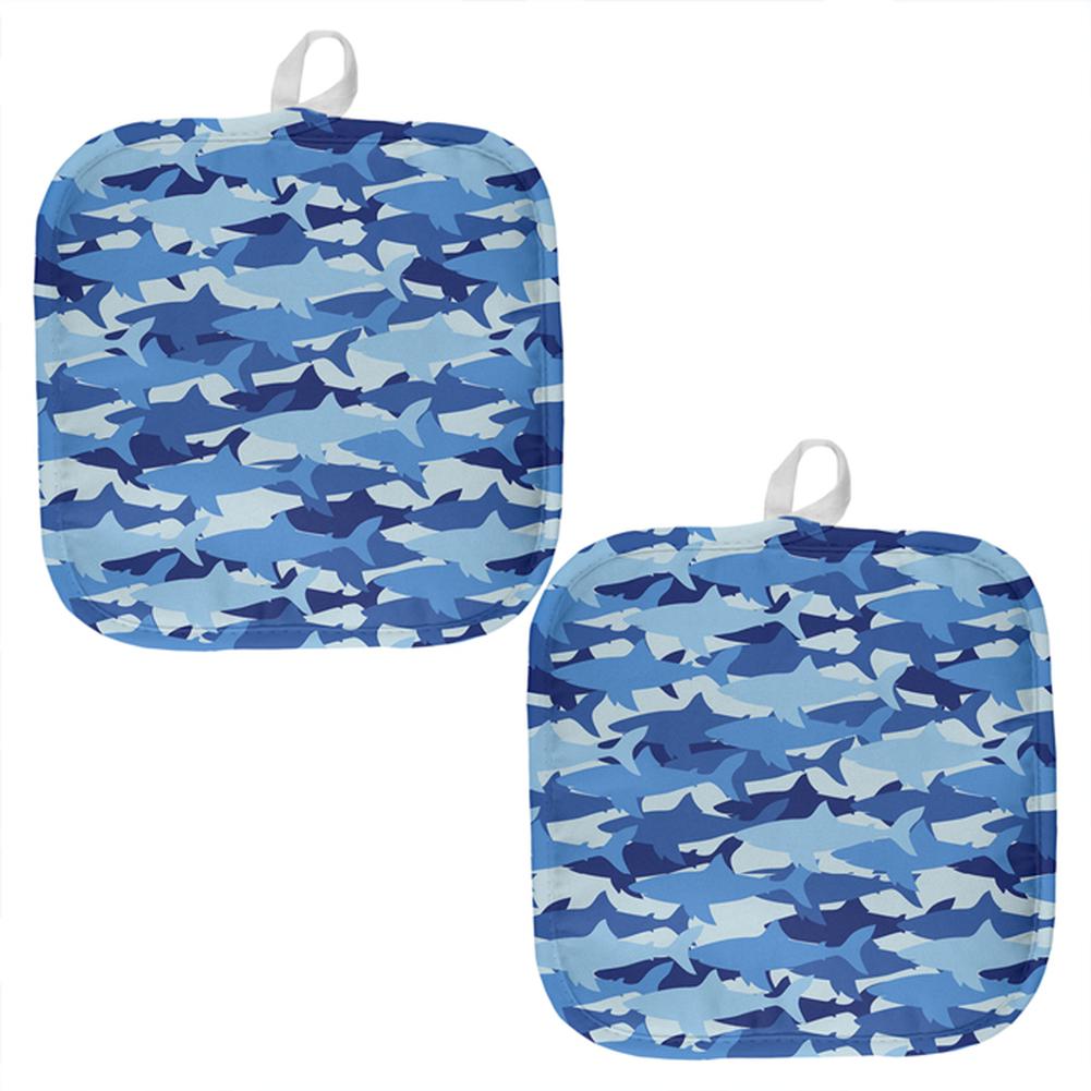 Great White Shark Camo All Over Pot Holder (Set of 2) Pot Holders Old Glory OS Multi 