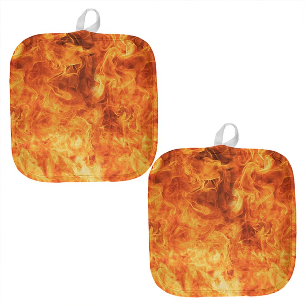 Flames Fire Hot All Over Pot Holder (Set of 2) Pot Holders Old Glory OS Multi 