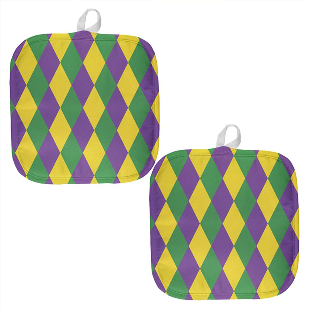 Mardi Gras Jester Pattern All Over Pot Holder (Set of 2) Pot Holders Old Glory OS Multi 