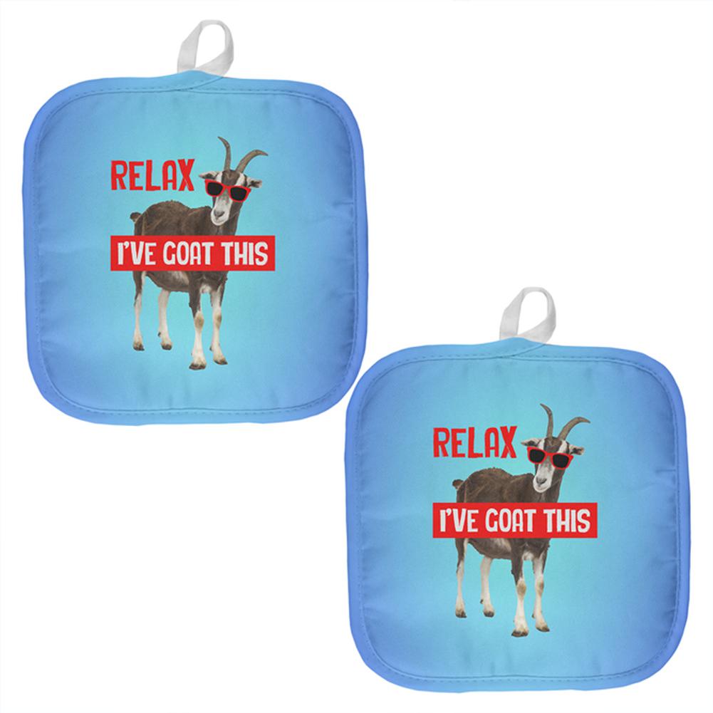 Relax I've Got Goat This Funny All Over Pot Holder (Set of 2) Pot Holders Old Glory OS Multi 