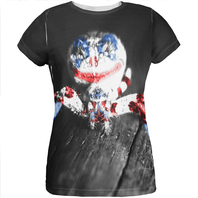 Patriotic Killer Clown Spider Of Halloween All Over Womens T Shirt Women's T-Shirts Old Glory LG Multi 