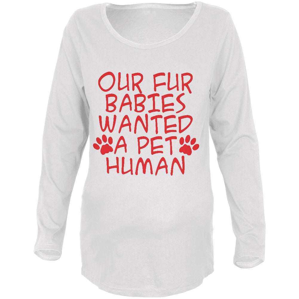 Fur Babies Pet Human Funny Maternity Soft Long Sleeve T Shirt Maternity Long Sleeve T-Shirts Old Glory 2XL White 