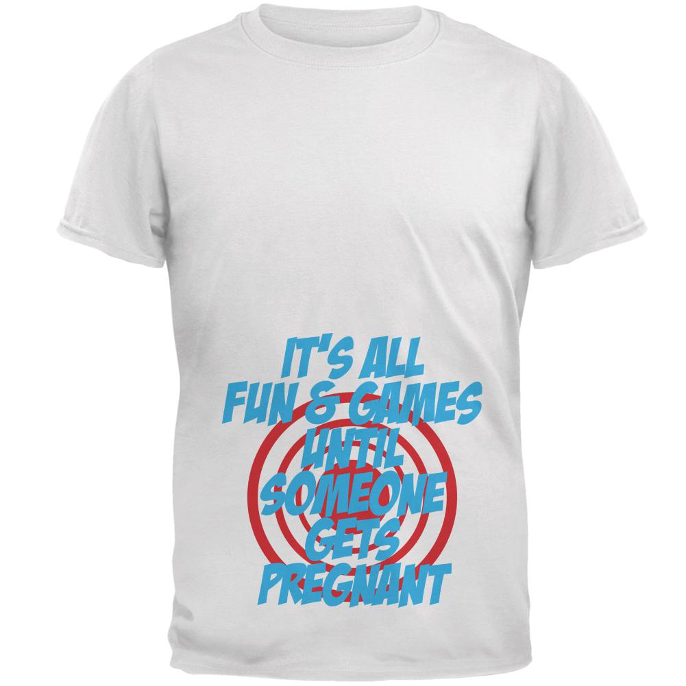 Fun And Games Get Pregnant Mens T Shirt Men's T-Shirts Old Glory 2XL White 