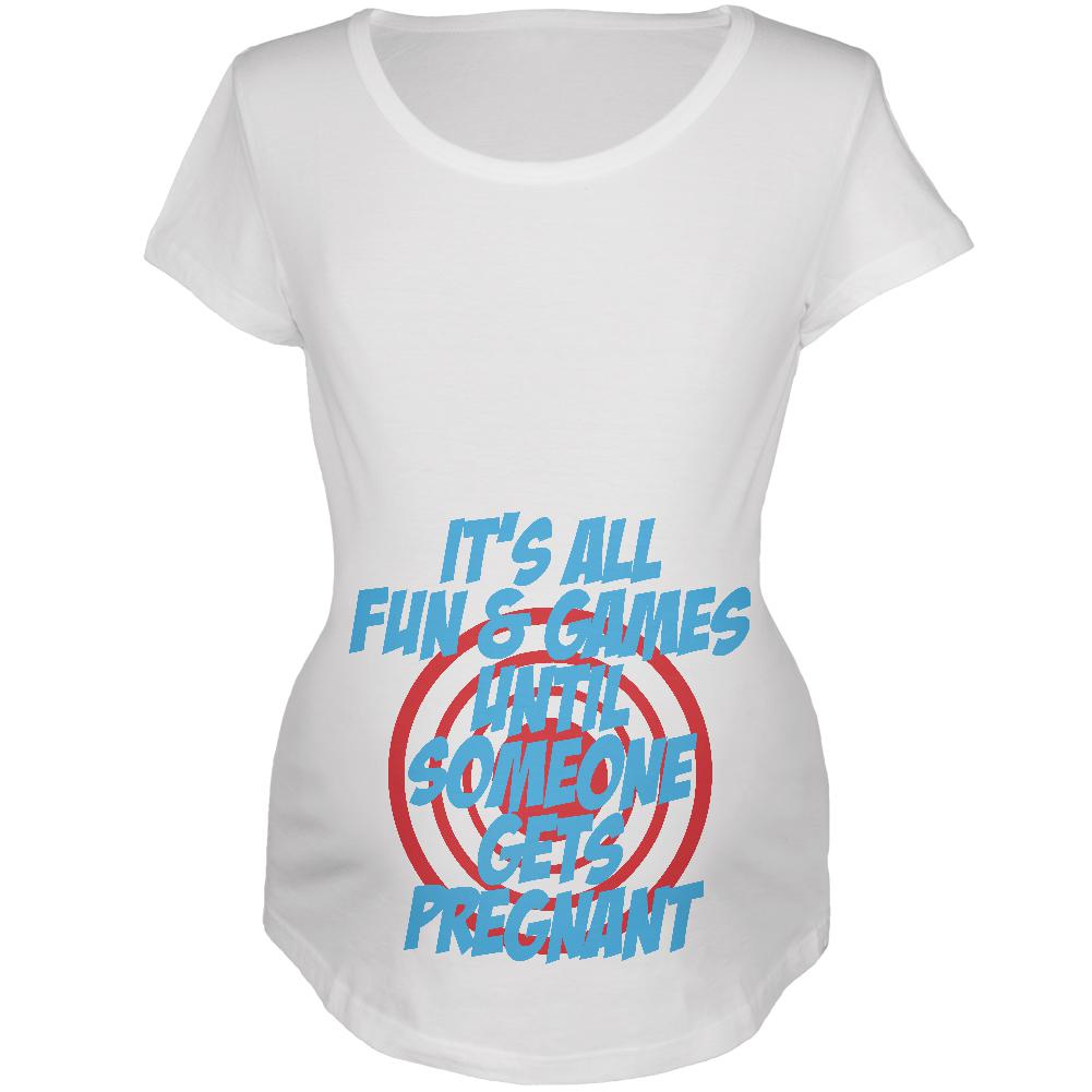 Fun And Games Get Pregnant Maternity Soft T Shirt Maternity T-Shirts Old Glory 2XL White 