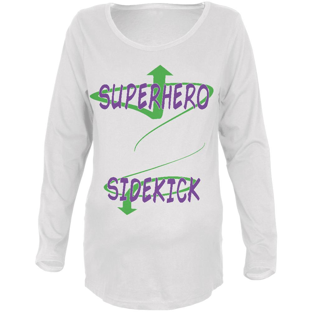 Comicbook Superhero Sidekick Funny Maternity Soft Long Sleeve T Shirt Maternity Long Sleeve T-Shirts Old Glory 2XL White 