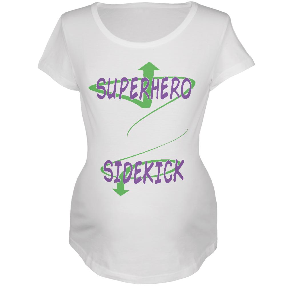 Comicbook Superhero Sidekick Funny Maternity Soft T Shirt Maternity T-Shirts Old Glory 2XL White 