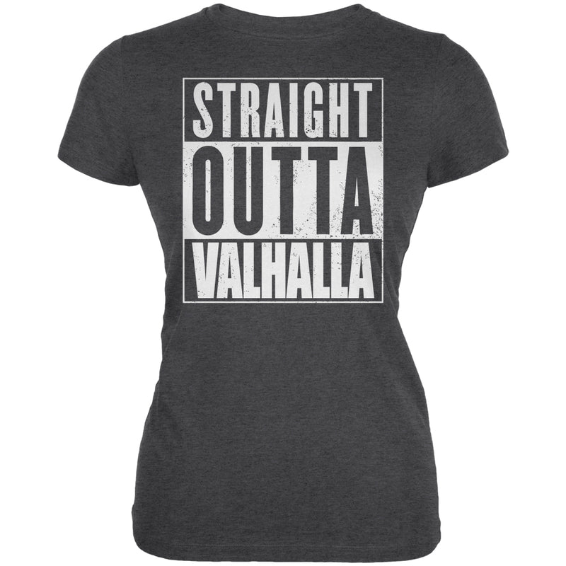 Straight Outta Valhalla Viking Valkyrie Juniors Soft T Shirt Juniors T-Shirts Old Glory 2XL Deep Heather 