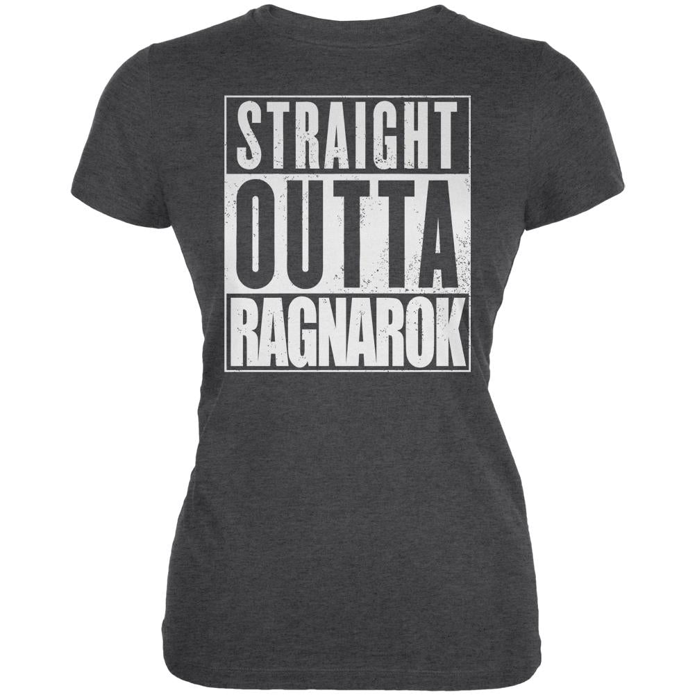 Straight Outta Ragnarok Viking Juniors Soft T Shirt Juniors T-Shirts Old Glory 2XL Deep Heather 