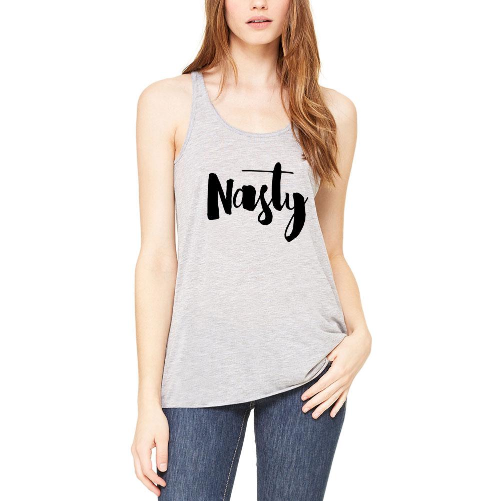 Script Cursive Nasty Woman Womens Flowy Racerback Tank Top Women's Tank Tops Old Glory 2XL Athletic Heather 