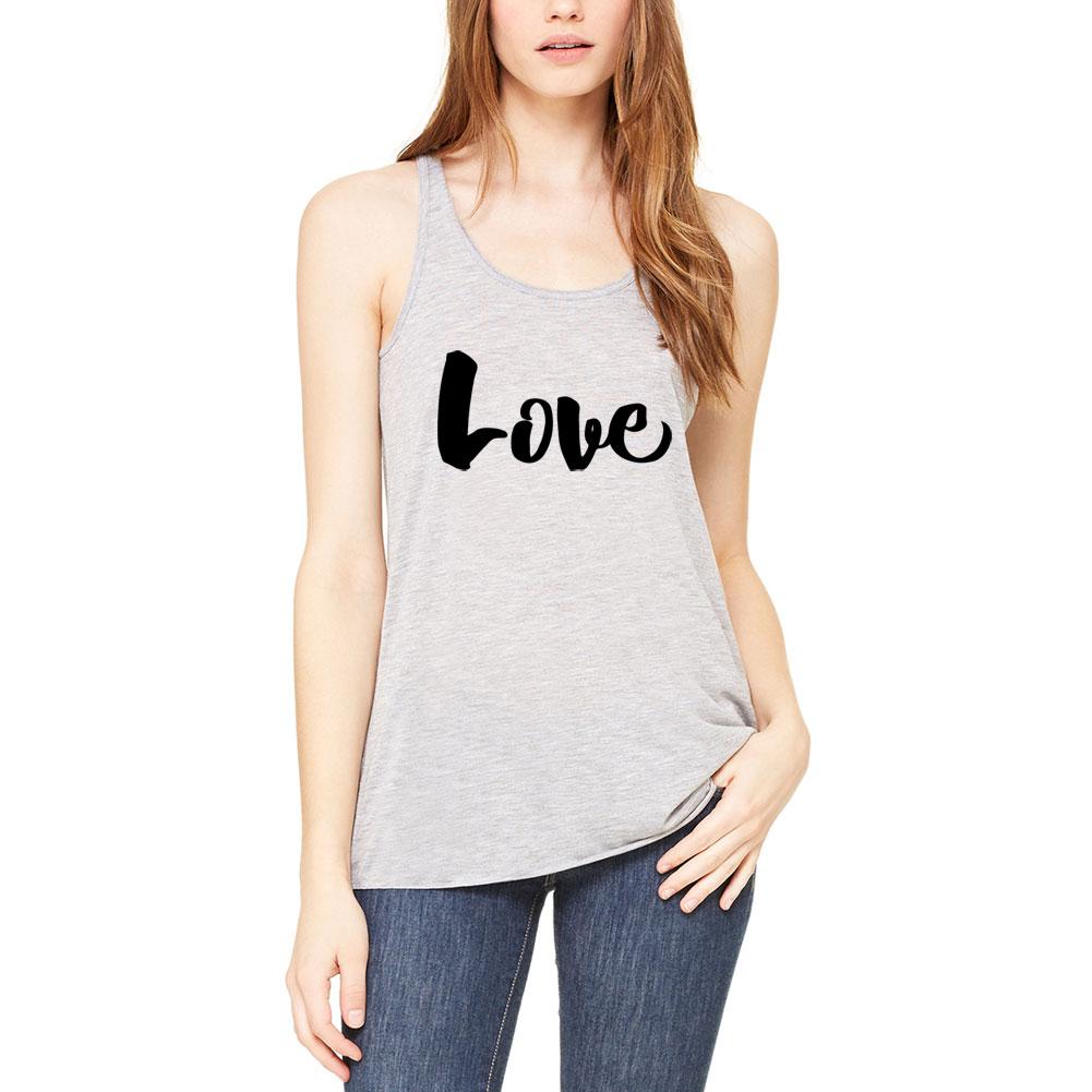 Script Cursive Love Womens Flowy Racerback Tank Top Women's Tank Tops Old Glory 2XL Athletic Heather 