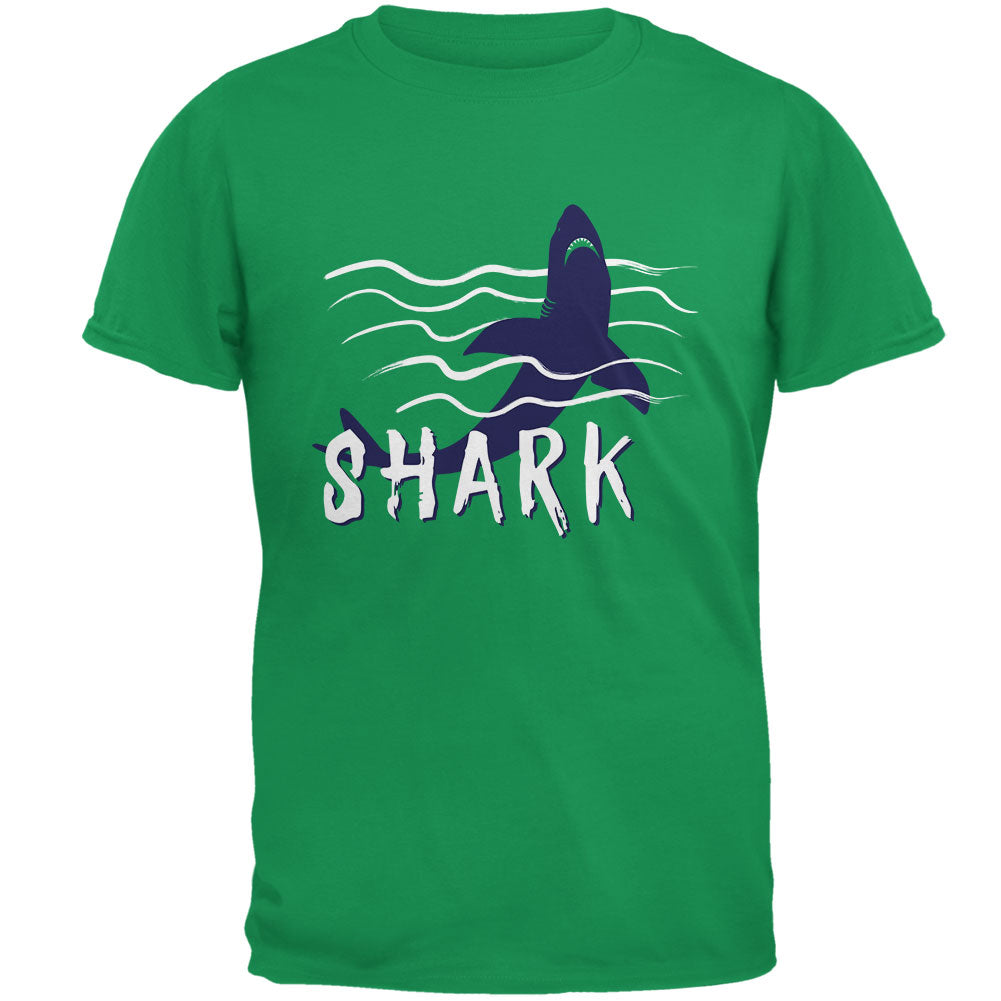 Summer Sun Shark Rising Waves Mens T Shirt Men's T-Shirts Old Glory 2XL Irish Green 