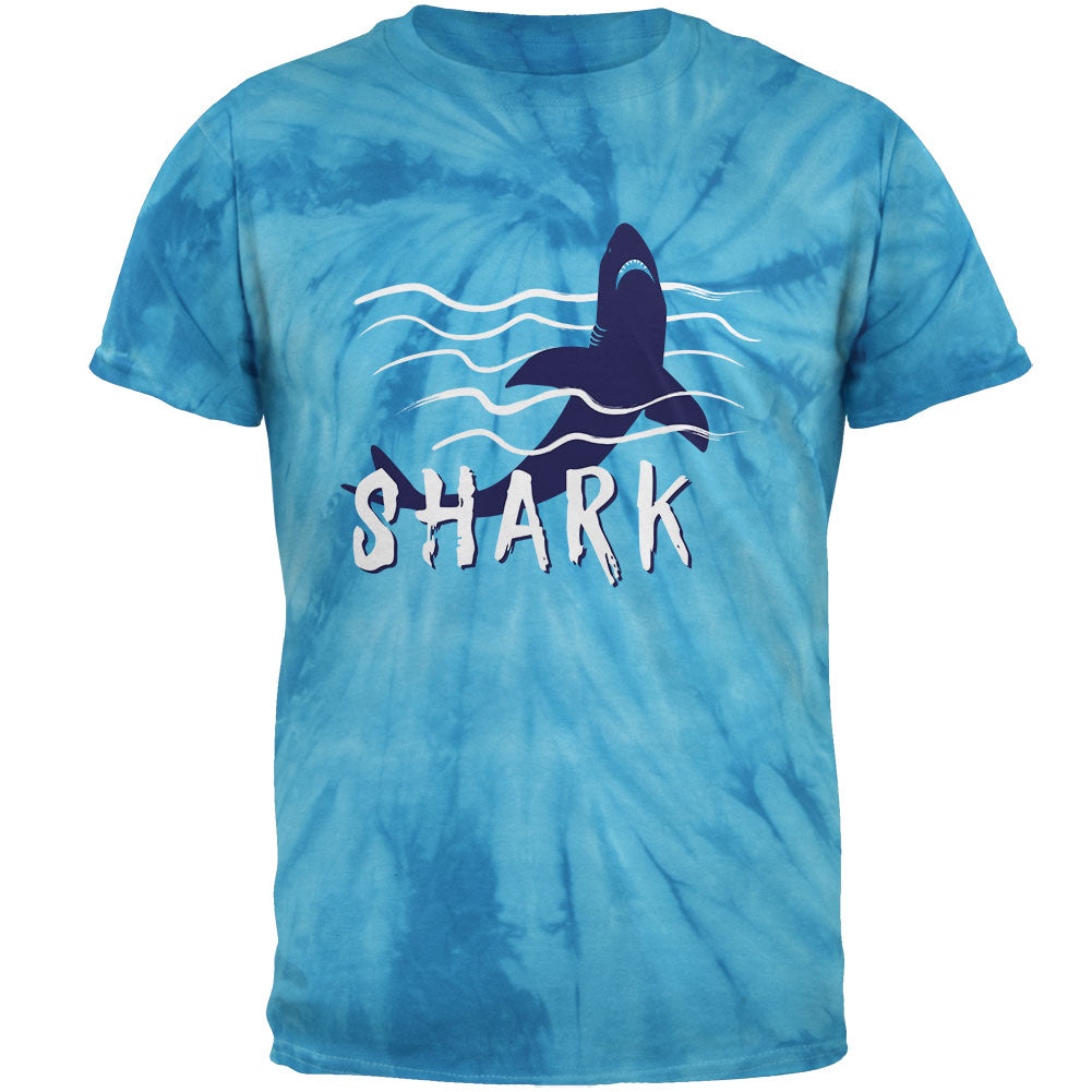 Summer Sun Shark Rising Waves Mens T Shirt Men's T-Shirts Old Glory 2XL Pinwheel Blue Tie Dye 