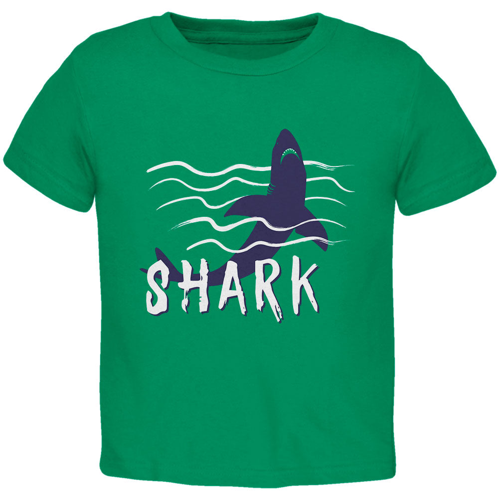 Summer Sun Shark Rising Waves Toddler T Shirt Toddler T-Shirts Old Glory 2T Kelly Green 