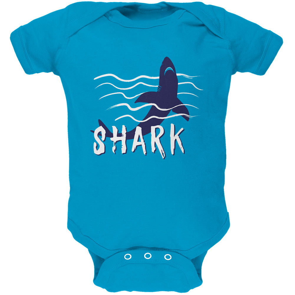 Summer Sun Shark Rising Waves Soft Baby One Piece Baby One Piece Old Glory 0-3M Turquoise 