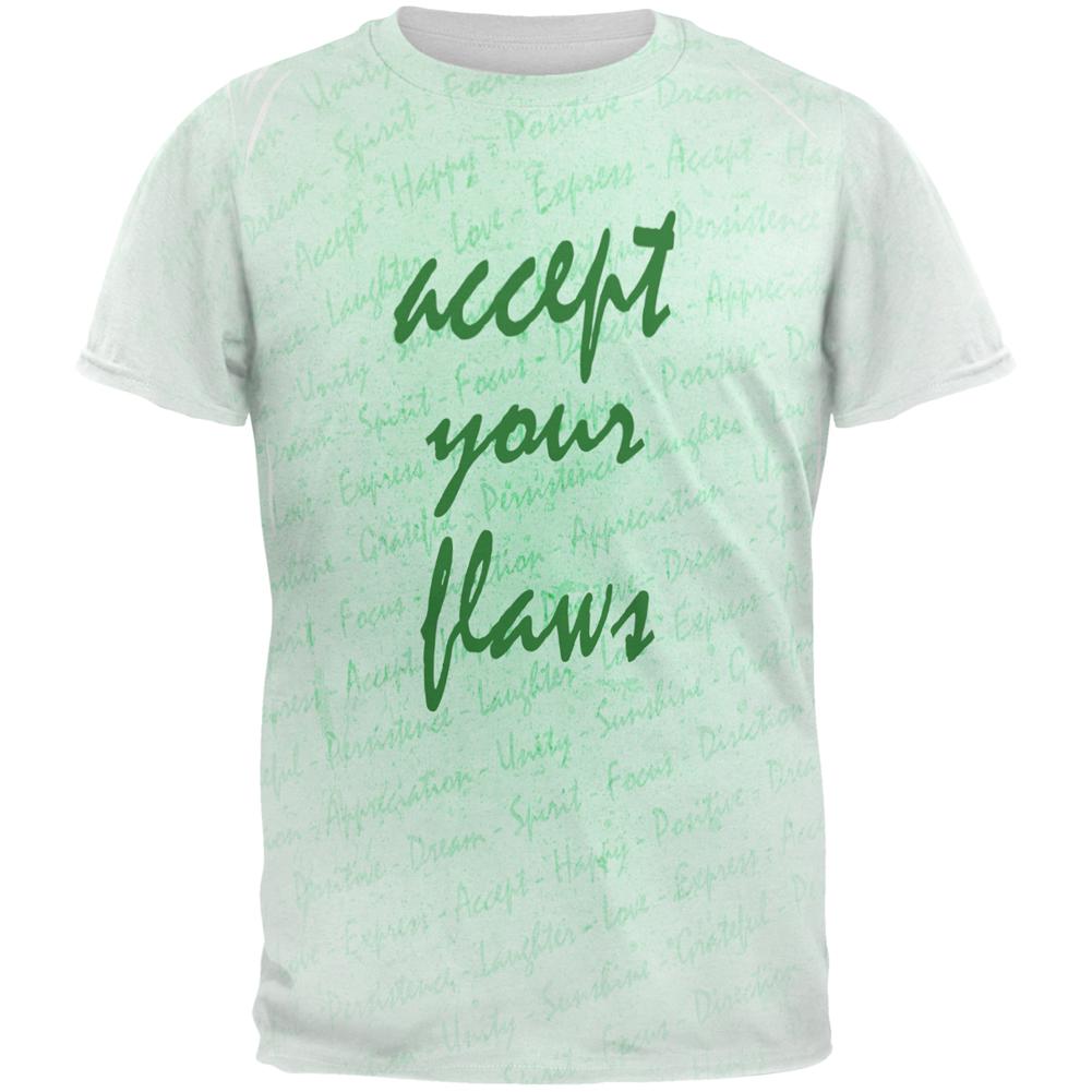 Inspirational Words Accept Your Flaws All Over Mens T Shirt Men's T-Shirts Old Glory 2XL Multi 