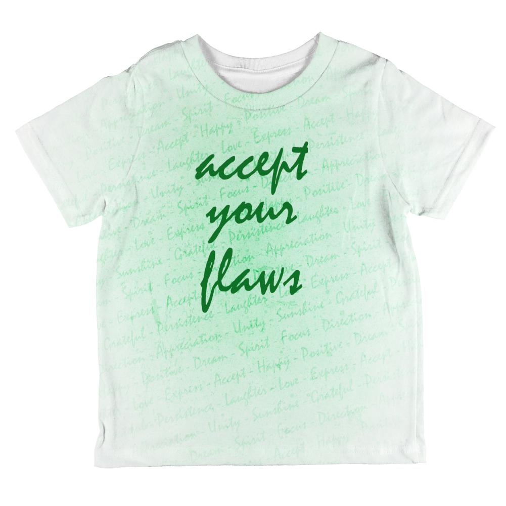 Inspirational Words Accept Your Flaws All Over Toddler T Shirt Toddler T-Shirts Old Glory 2T Multi 