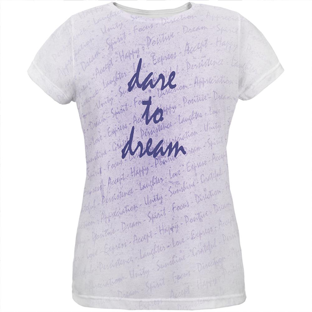 Inspirational Words Dare To Dream All Over Womens T Shirt Women's T-Shirts Old Glory 2XL Multi 