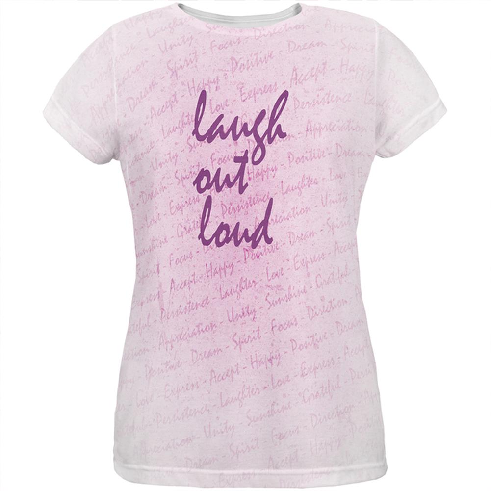 Inspirational Words Laugh Out Loud All Over Womens T Shirt Women's T-Shirts Old Glory 2XL Multi 