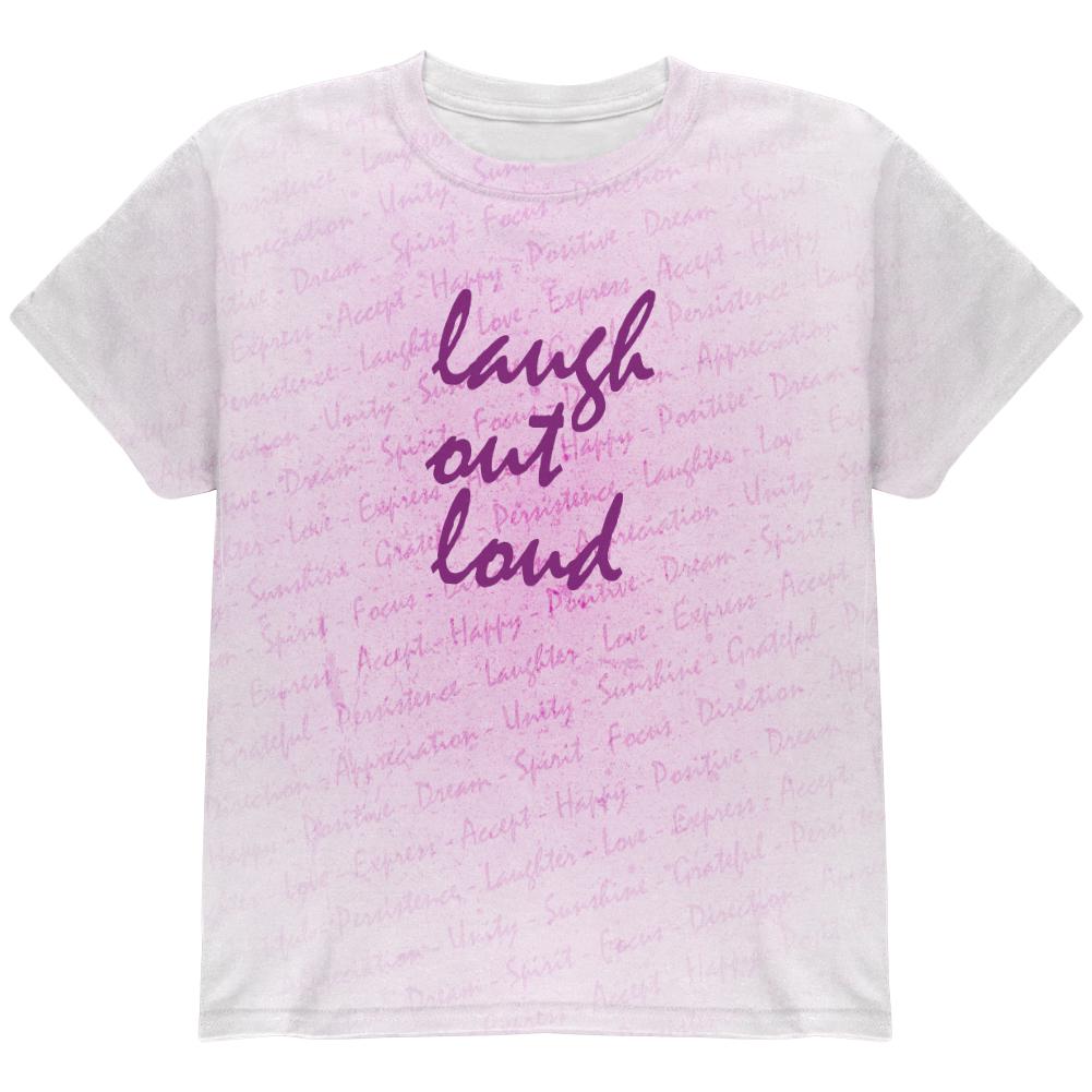 Inspirational Words Laugh Out Loud All Over Youth T Shirt Youth T-Shirts Old Glory LG Multi 