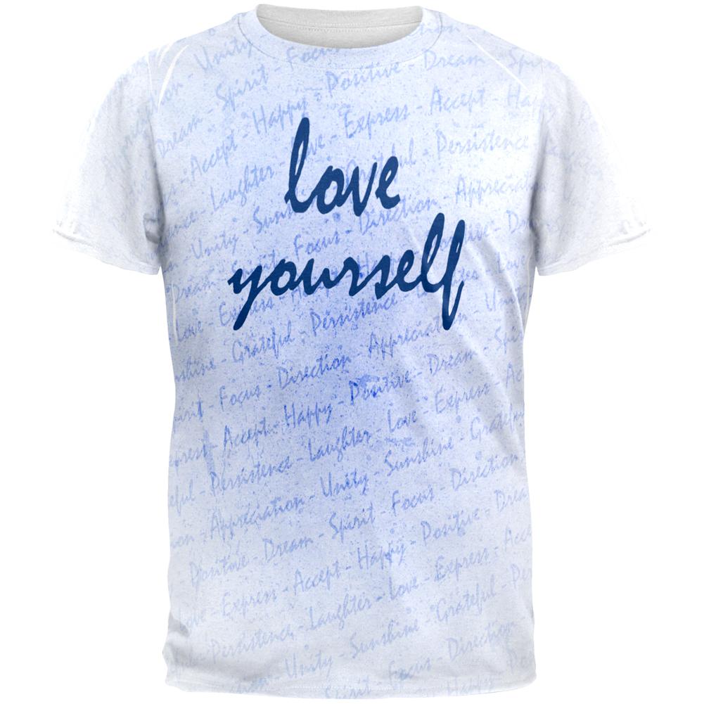 Inspirational Words Love Yourself All Over Mens T Shirt Men's T-Shirts Old Glory 2XL Multi 