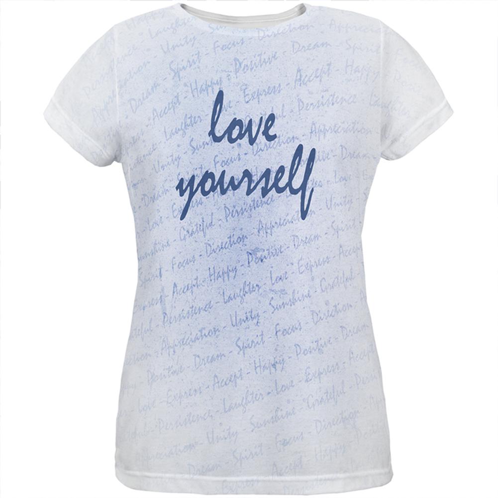 Inspirational Words Love Yourself All Over Womens T Shirt Women's T-Shirts Old Glory 2XL Multi 