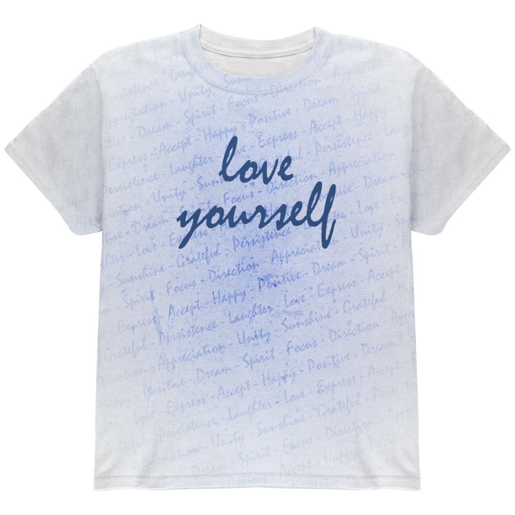 Inspirational Words Love Yourself All Over Youth T Shirt Youth T-Shirts Old Glory LG Multi 