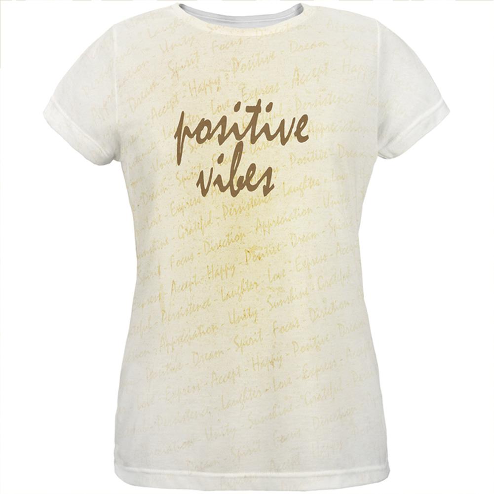 Inspirational Words Positive Vibes All Over Womens T Shirt Women's T-Shirts Old Glory 2XL Multi 