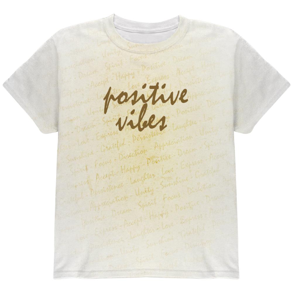 Inspirational Words Positive Vibes All Over Youth T Shirt Youth T-Shirts Old Glory LG Multi 