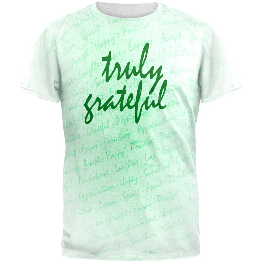 Inspirational Words Truly Grateful All Over Mens T Shirt Men's T-Shirts Old Glory 2XL Multi 