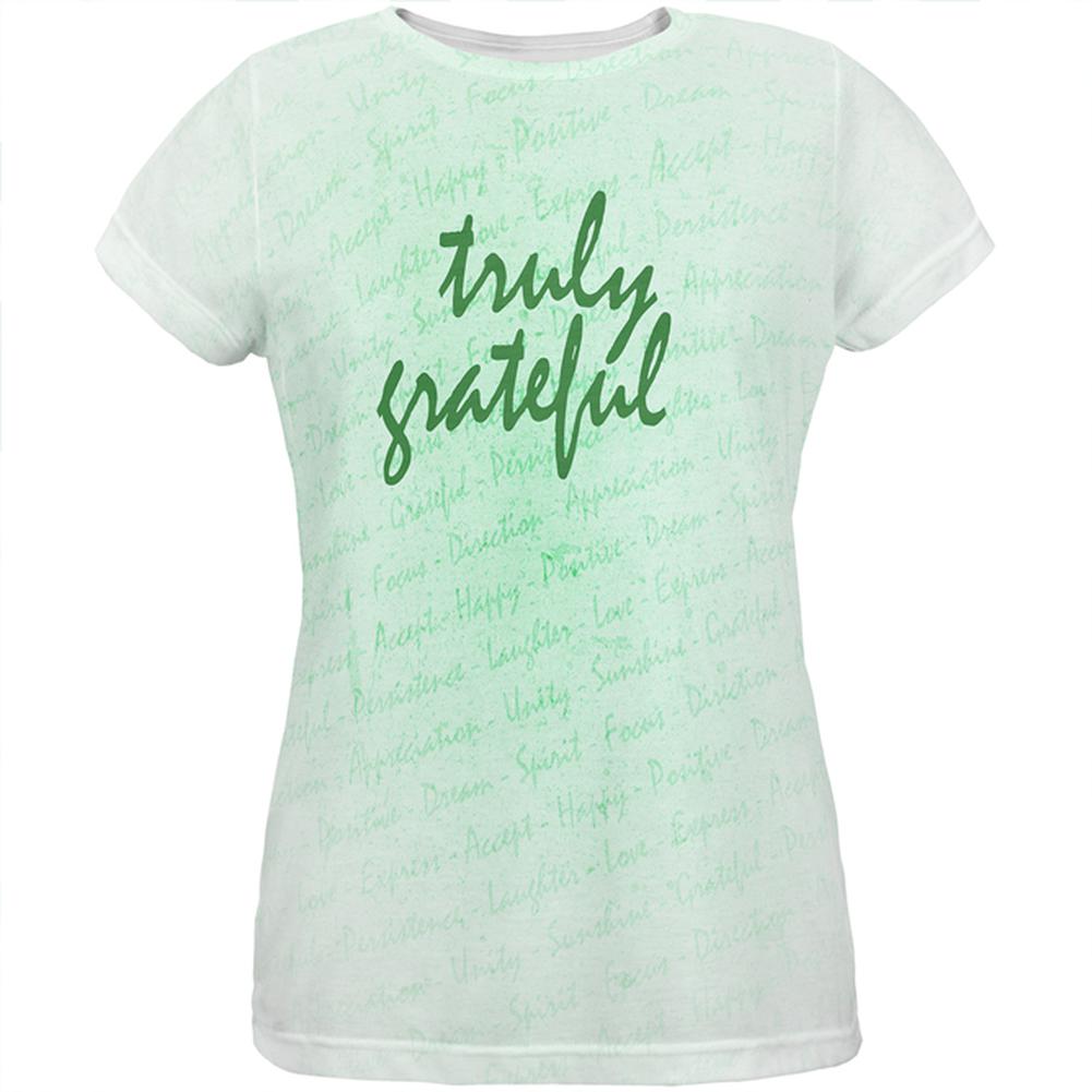 Inspirational Words Truly Grateful All Over Womens T Shirt Women's T-Shirts Old Glory 2XL Multi 