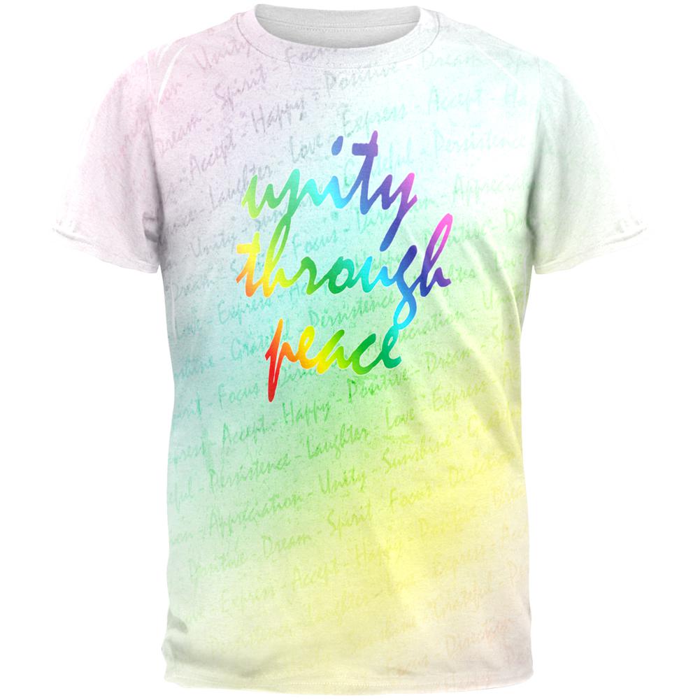 Inspirational Words Unity Through Peace All Over Mens T Shirt Men's T-Shirts Old Glory 2XL Multi 