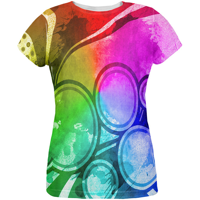 Art Deco Grunge Splatter All Over Womens T Shirt Women's T-Shirts global LG Multi 